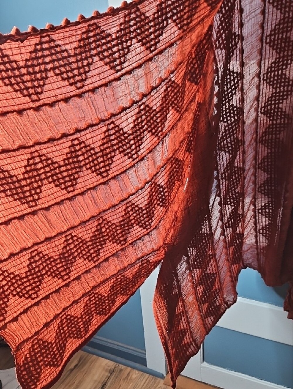 Bali From 3 Bird Nest Embroided Rust Open-Knit Women’s Kimono Poncho Top OSFM - Picture 4 of 9